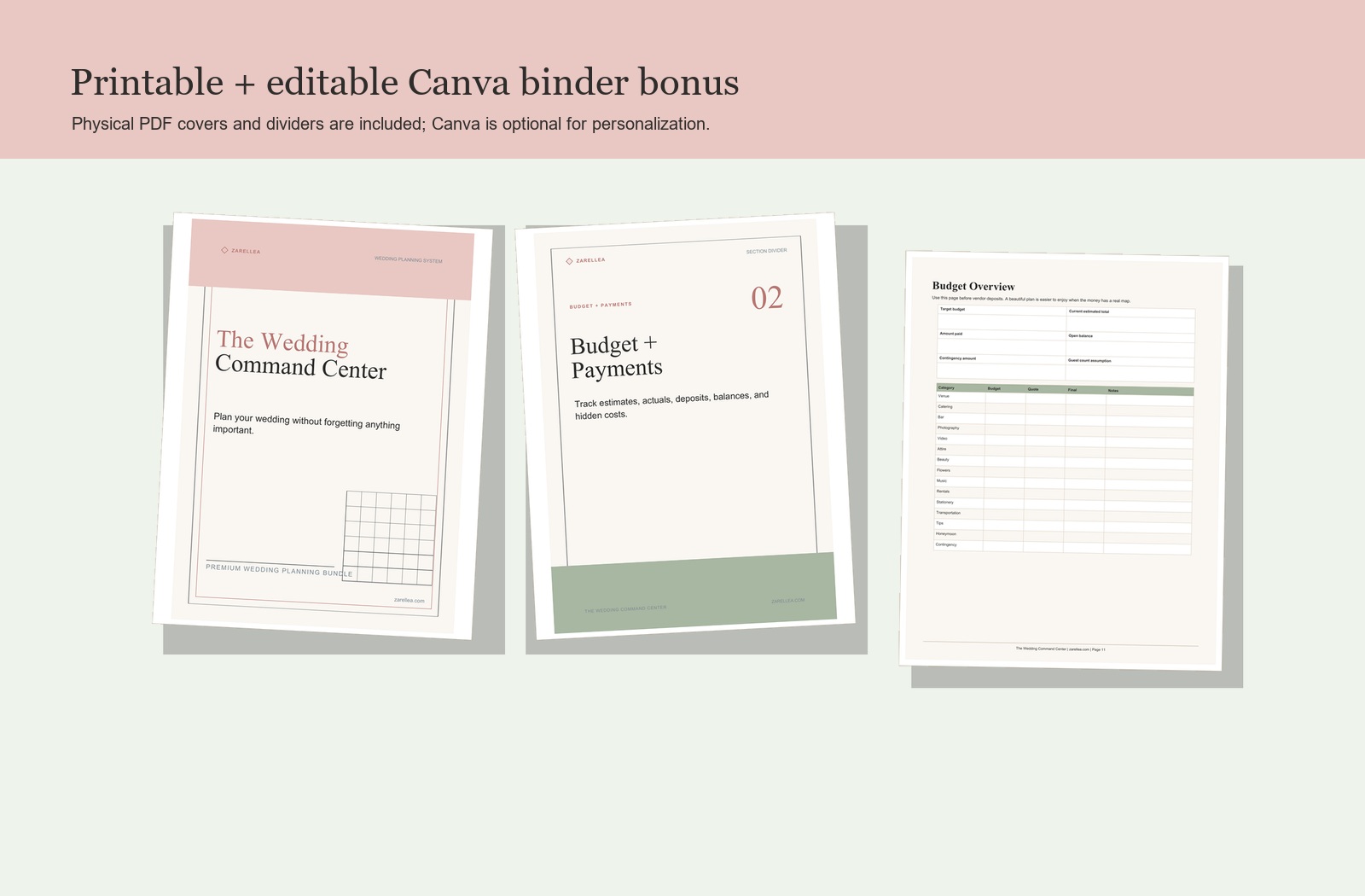 Printable and editable Canva binder cover and divider pages